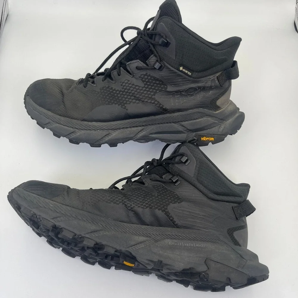 Hoka One One Trail Code GTX Hiking Boots Mens Size 10.5D Vibram Black Waterproof
